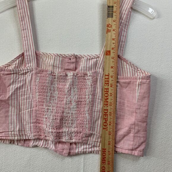 Tommy Jeans Crop Top Women 14 Pink White Sleeveless Hilfiger Logo Preppy Summer - Picture 8 of 15